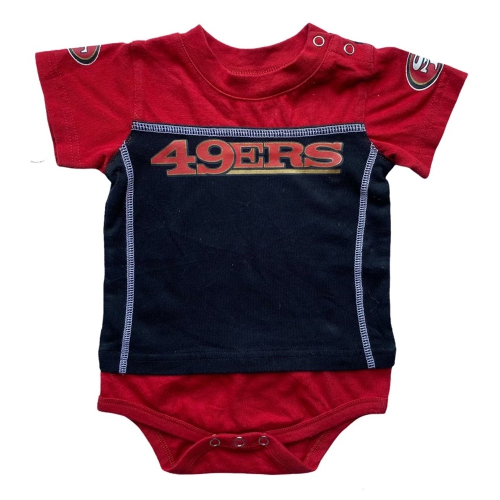 NFL San Francisco 49ers Baby Bodysuit Sleeper Red + Black - Sz 3-6 Months